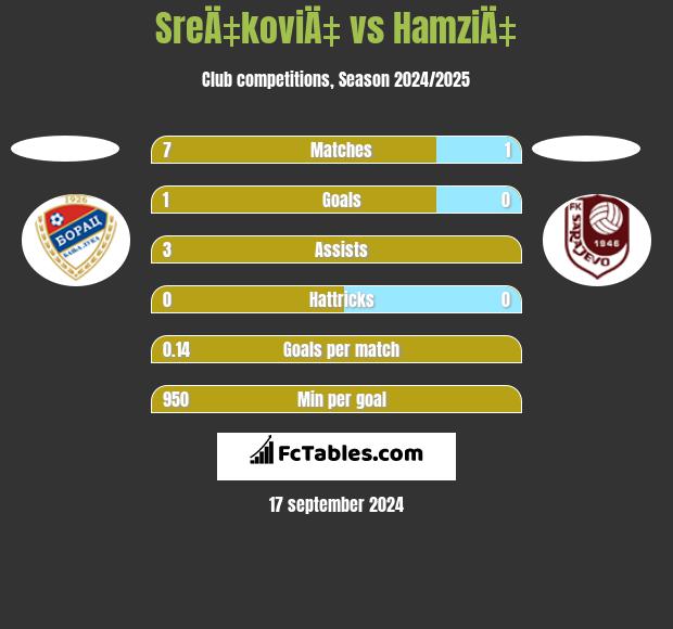 SreÄ‡koviÄ‡ vs HamziÄ‡ h2h player stats