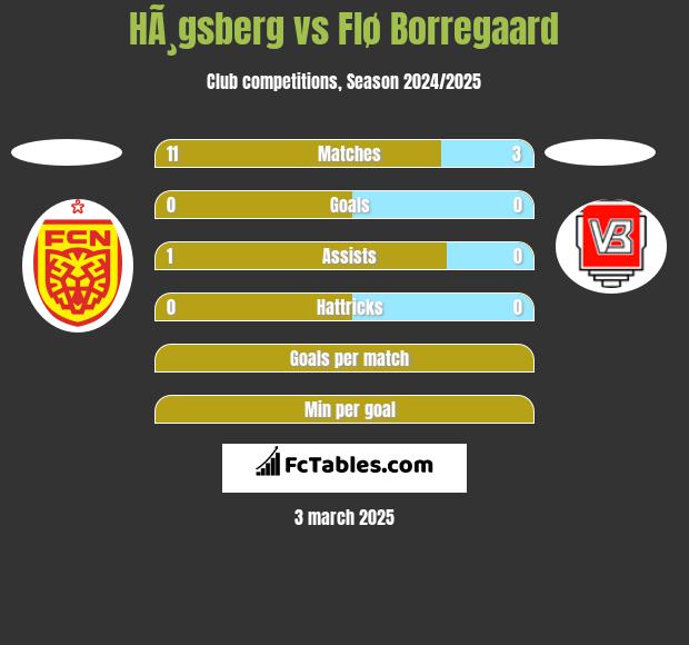 HÃ¸gsberg vs Flø Borregaard h2h player stats