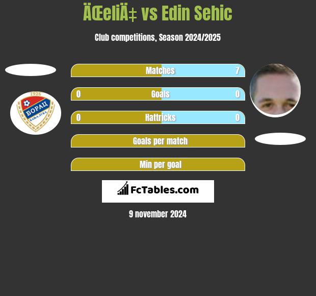 ÄŒeliÄ‡ vs Edin Sehic h2h player stats