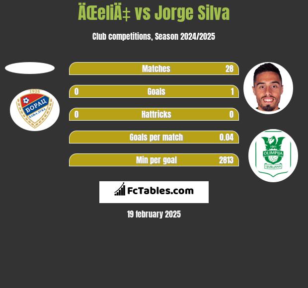 ÄŒeliÄ‡ vs Jorge Silva h2h player stats