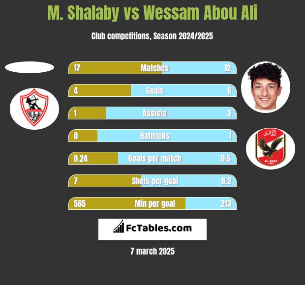 M. Shalaby vs Wessam Abou Ali h2h player stats