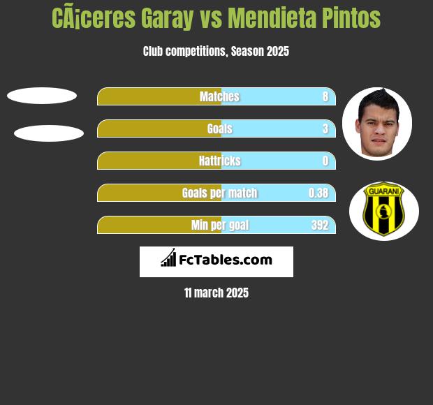 CÃ¡ceres Garay vs Mendieta Pintos h2h player stats