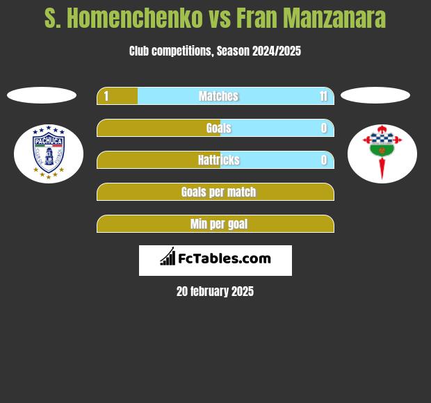 S. Homenchenko vs Fran Manzanara h2h player stats