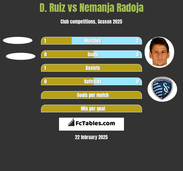 D. Ruiz vs Nemanja Radoja h2h player stats