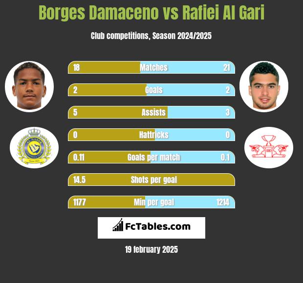 Borges Damaceno vs Rafiei Al Gari h2h player stats