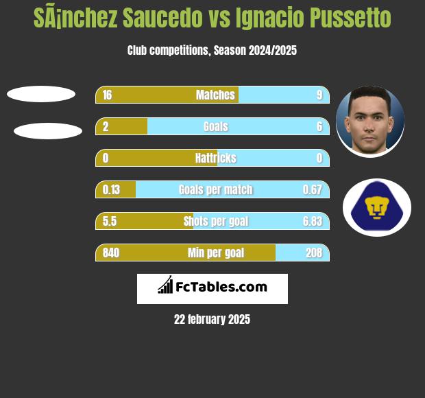 SÃ¡nchez Saucedo vs Ignacio Pussetto h2h player stats