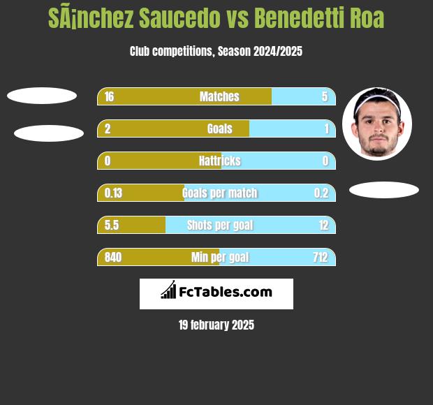 SÃ¡nchez Saucedo vs Benedetti Roa h2h player stats