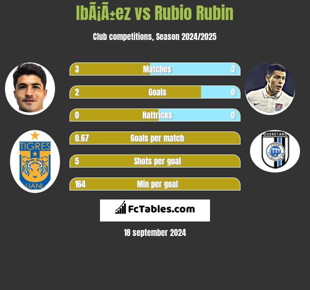 IbÃ¡Ã±ez vs Rubio Rubin h2h player stats