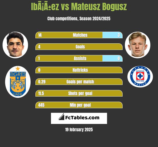 IbÃ¡Ã±ez vs Mateusz Bogusz h2h player stats