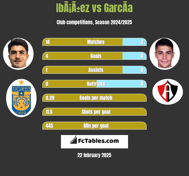 IbÃ¡Ã±ez vs GarcÃ­a h2h player stats