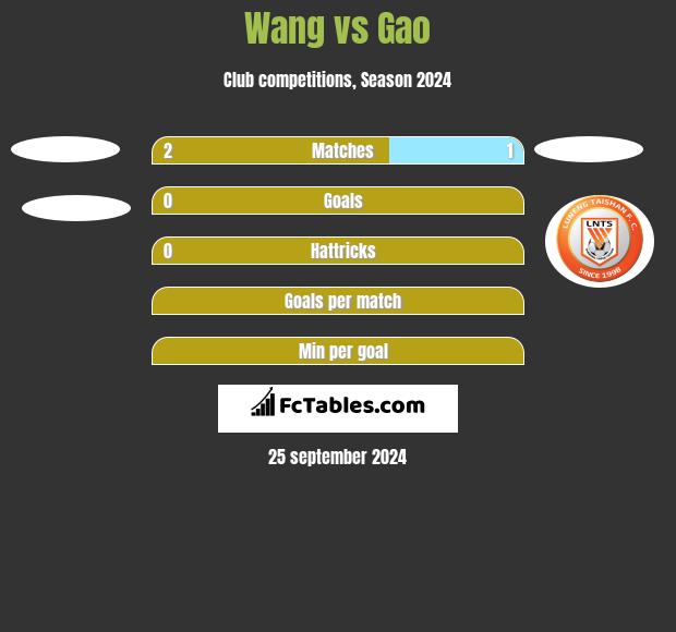 Wang vs Gao h2h player stats