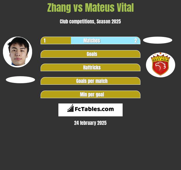 Zhang vs Mateus Vital h2h player stats