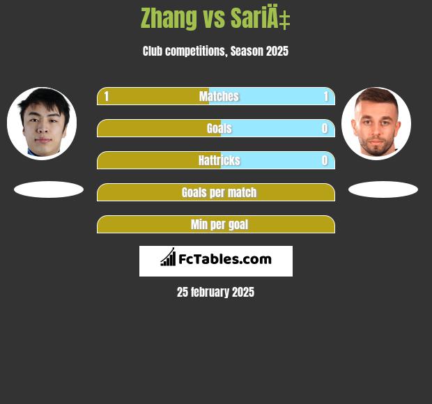 Zhang vs SariÄ‡ h2h player stats