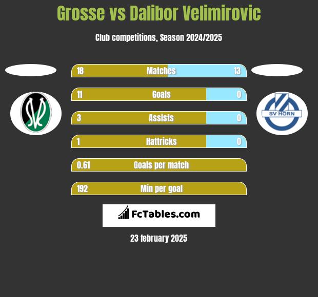 Grosse vs Dalibor Velimirovic h2h player stats