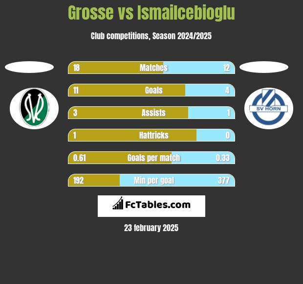 Grosse vs Ismailcebioglu h2h player stats