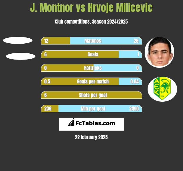 J. Montnor vs Hrvoje Milicevic h2h player stats