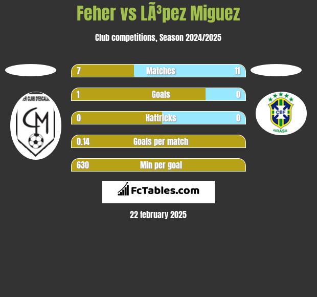 Feher vs LÃ³pez Miguez h2h player stats