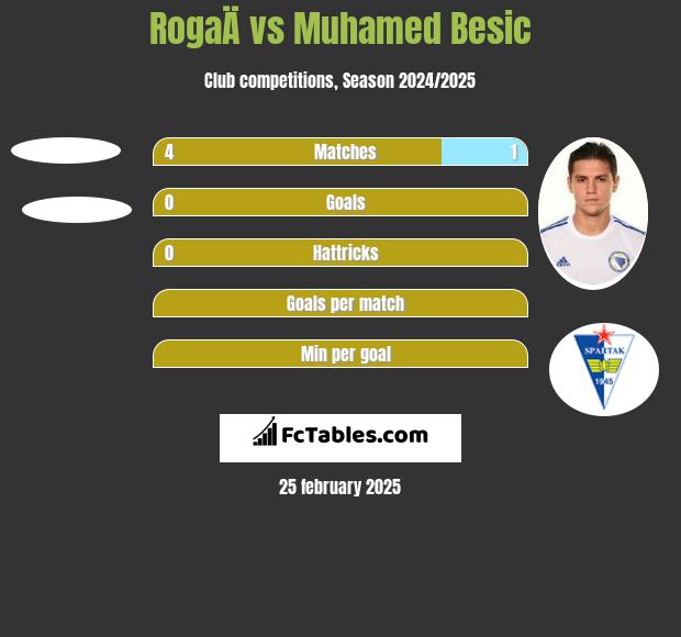 RogaÄ vs Muhamed Besic h2h player stats