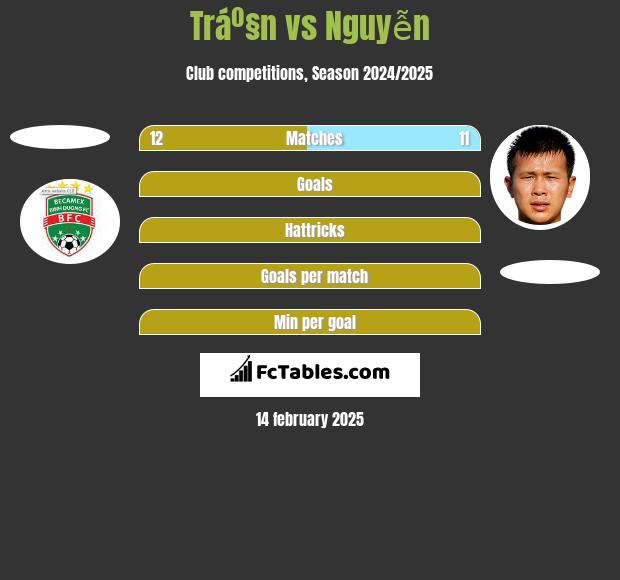 Tráº§n vs Nguyễn h2h player stats