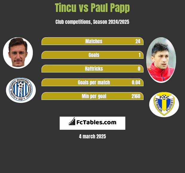 Tincu vs Paul Papp h2h player stats