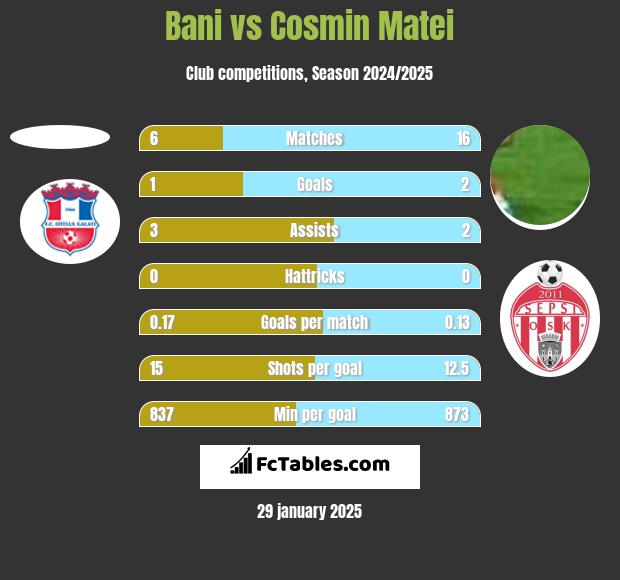 Bani vs Cosmin Matei h2h player stats