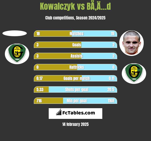 Kowalczyk vs BÅ‚Ä…d h2h player stats