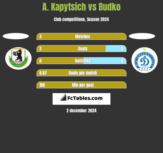 A. Kapytsich vs Budko h2h player stats