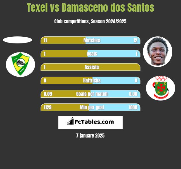 Texel vs Damasceno dos Santos h2h player stats