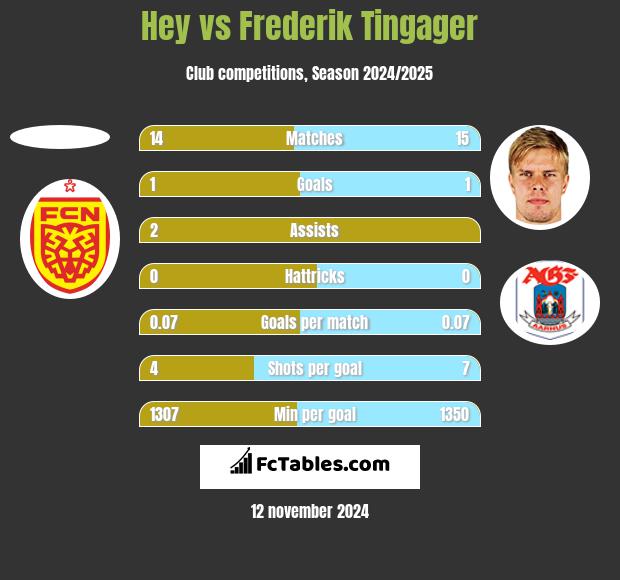 Hey vs Frederik Tingager h2h player stats