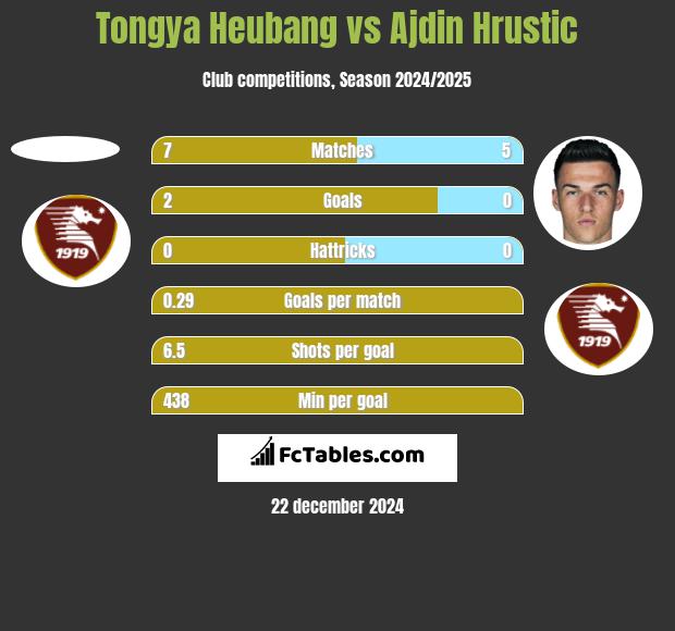 Tongya Heubang vs Ajdin Hrustic h2h player stats