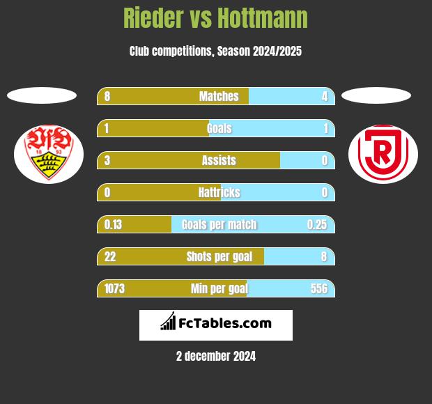 Rieder vs Hottmann h2h player stats