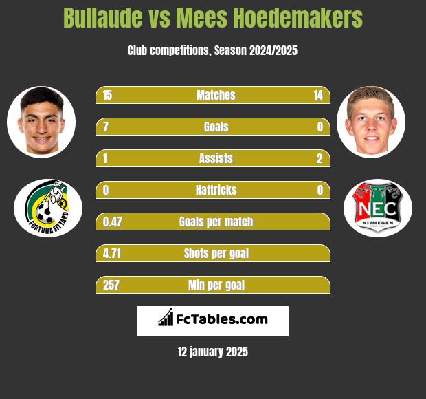 Bullaude vs Mees Hoedemakers h2h player stats