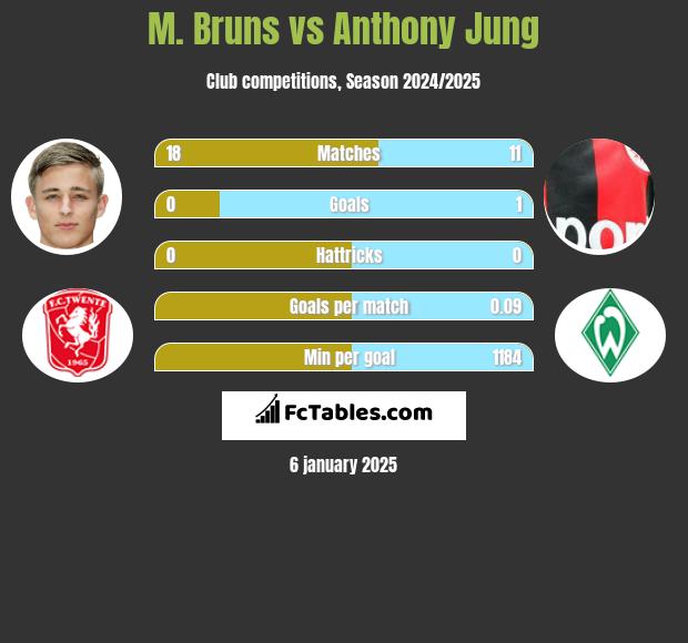 M. Bruns vs Anthony Jung h2h player stats