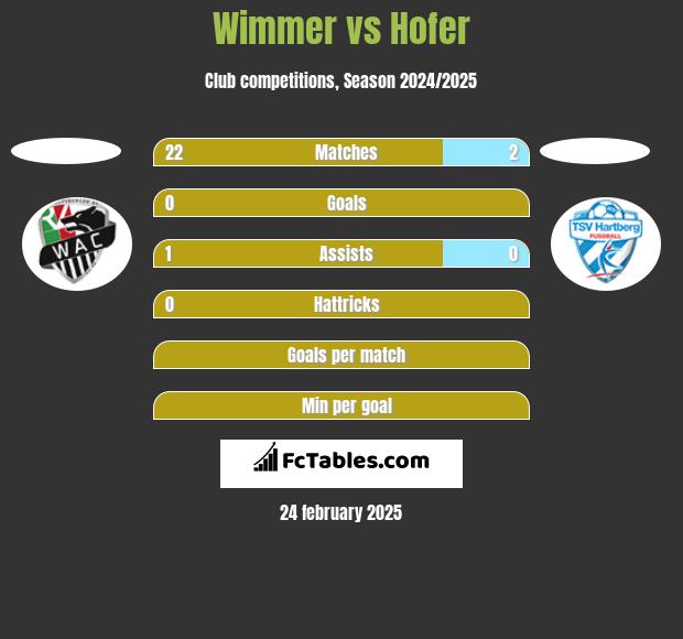 Wimmer vs Hofer h2h player stats