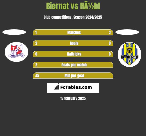 Biernat vs HÃ½bl h2h player stats