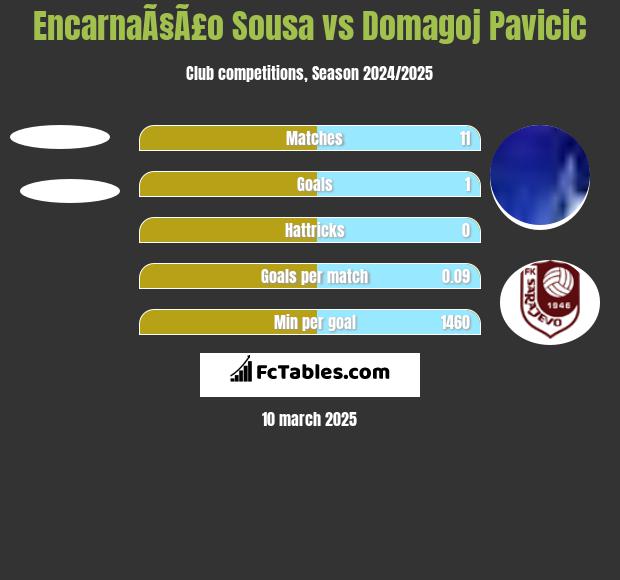 EncarnaÃ§Ã£o Sousa vs Domagoj Pavicić h2h player stats