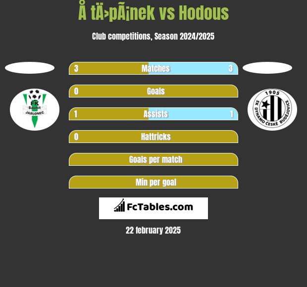 Å tÄ›pÃ¡nek vs Hodous h2h player stats