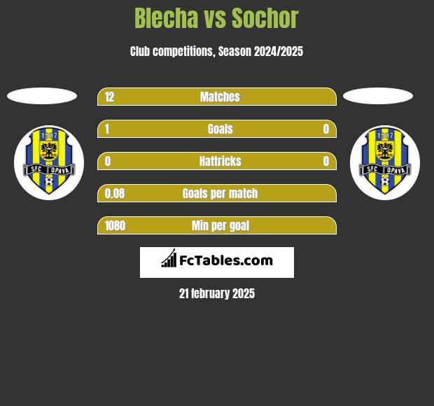 Blecha vs Sochor h2h player stats