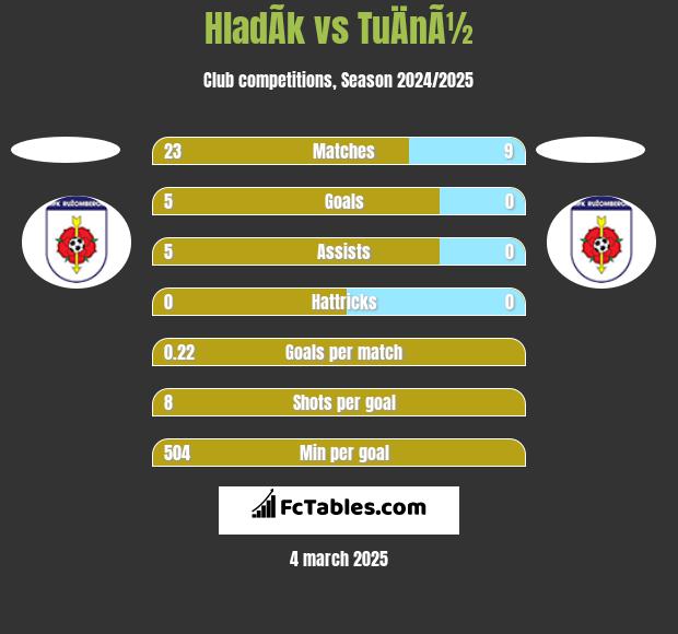 HladÃ­k vs TuÄnÃ½ h2h player stats