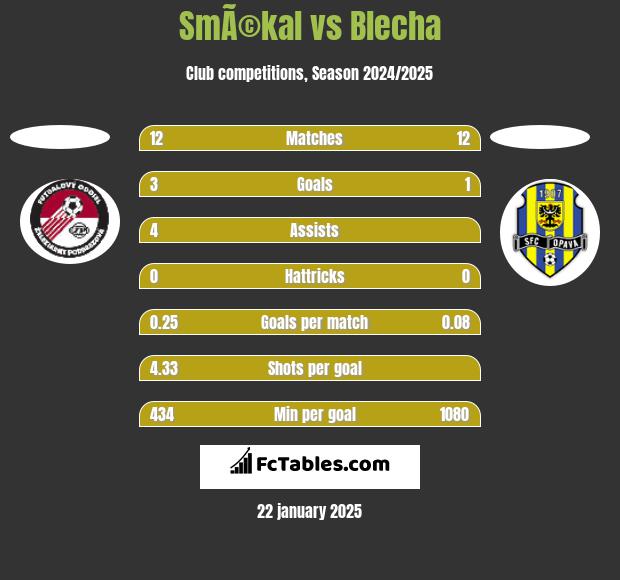 SmÃ©kal vs Blecha h2h player stats