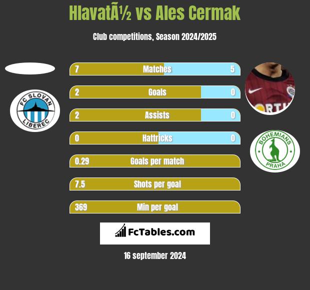 HlavatÃ½ vs Ales Cermak h2h player stats