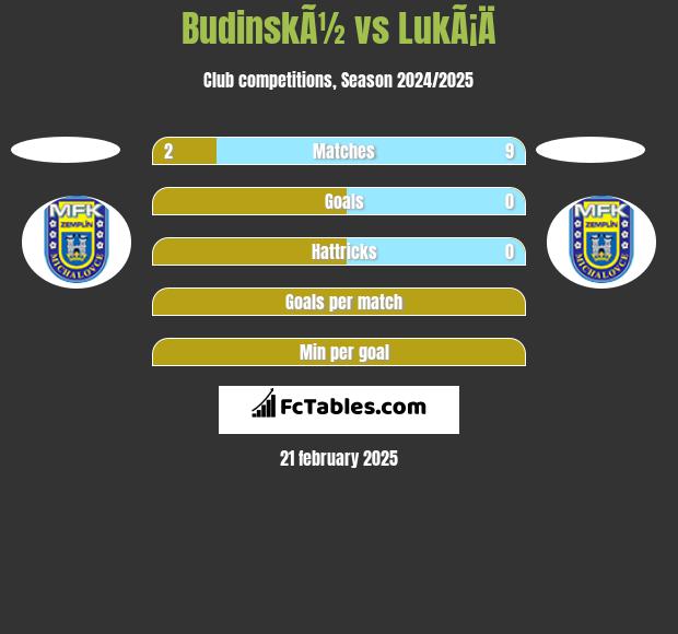 BudinskÃ½ vs LukÃ¡Ä h2h player stats