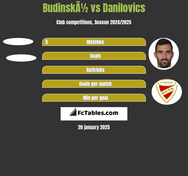 BudinskÃ½ vs Danilovics h2h player stats