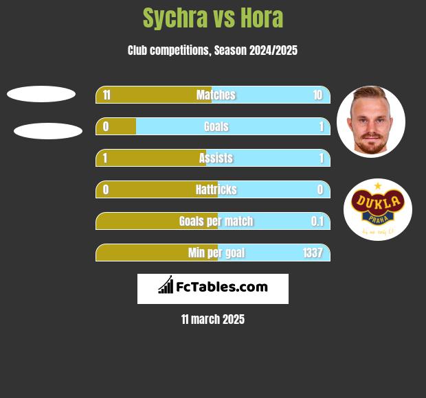 Sychra vs Hora h2h player stats