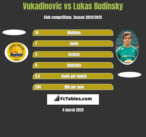 Vukadinovic vs Lukas Budinsky h2h player stats