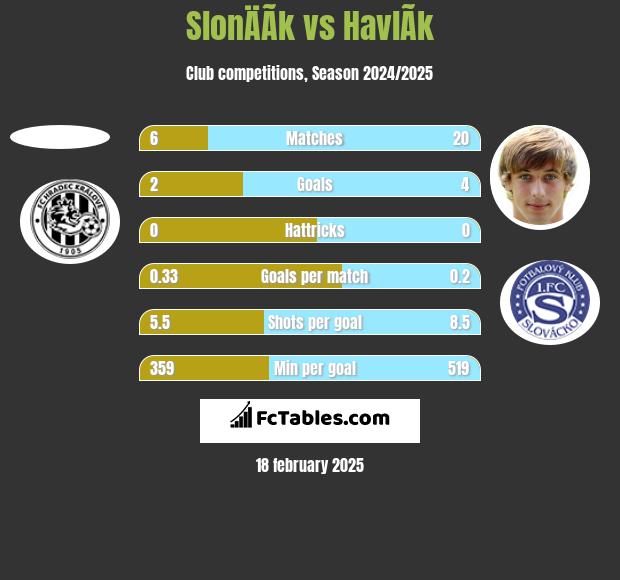 SlonÄÃ­k vs HavlÃ­k h2h player stats