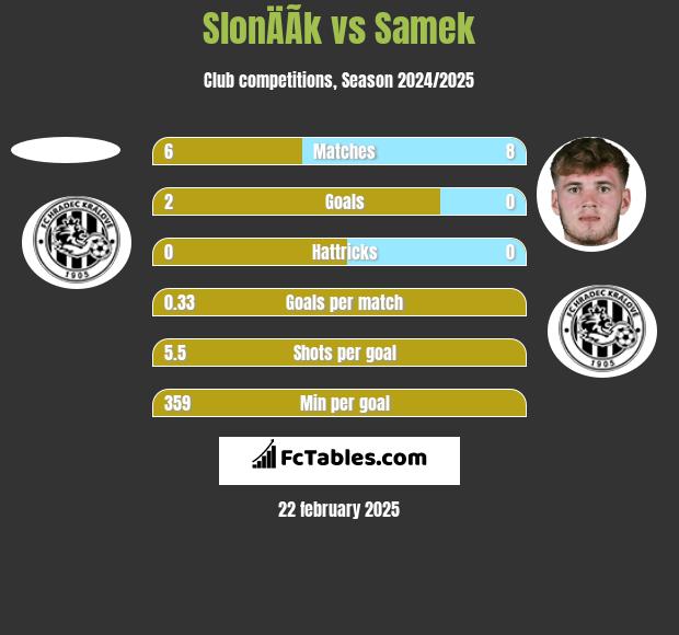 SlonÄÃ­k vs Samek h2h player stats