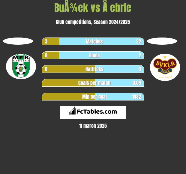 BuÅ¾ek vs Å ebrle h2h player stats