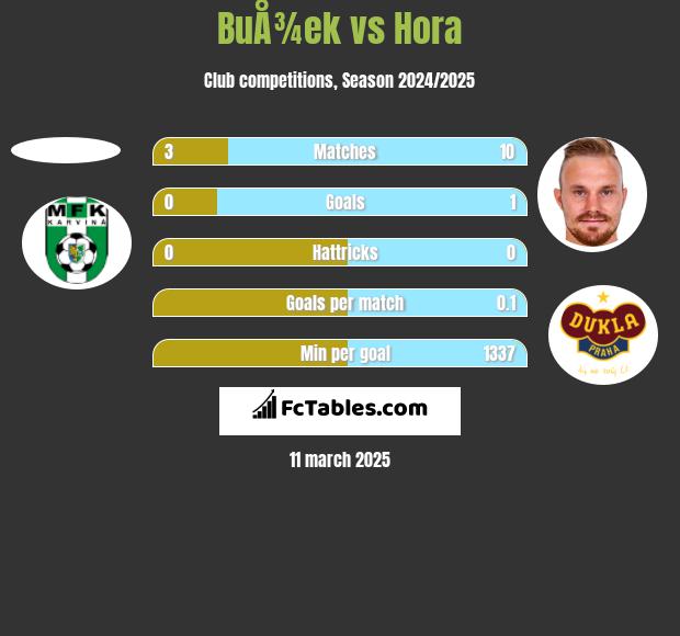 BuÅ¾ek vs Hora h2h player stats