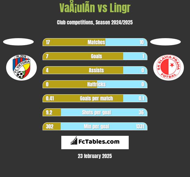 VaÅ¡ulÃ­n vs Lingr h2h player stats